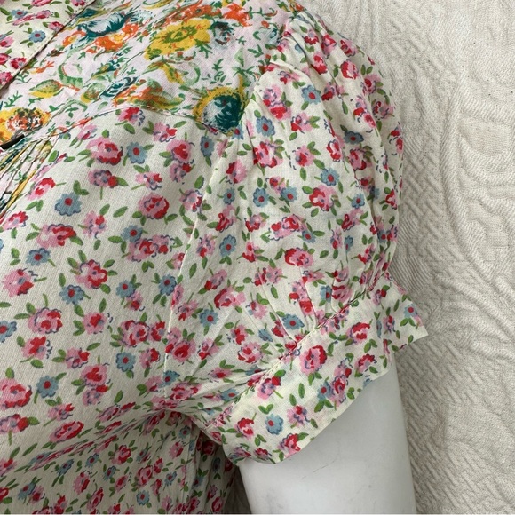 Custo Barcelona VTG Cotton Button Down Floral Short Sleeve Blouse - Picture 12 of 15